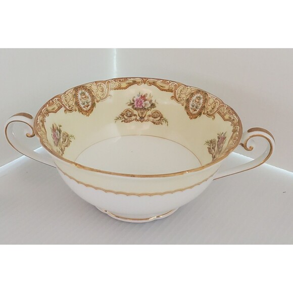 Vintage Noritake Fine China Ashley 3928 Japan Handled Cream Soup Bowl Floral - Picture 1 of 10